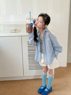 【100-170cm】慵懶格子襯衫防曬外套