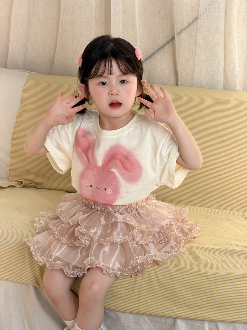 【90-140cm】可愛兔子T全棉短袖上衣