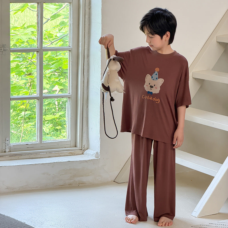 【100-170cm】4色-高彈卡通親膚莫代爾家居服套裝