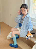 【100-170cm】慵懶格子襯衫防曬外套