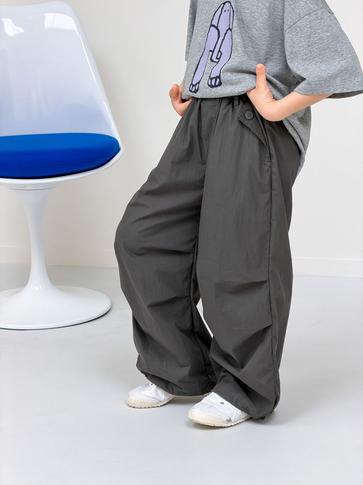 【100-170cm】拼接分割休閒工裝褲
