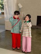 【100-160cm】純色抽繩兩穿百搭寬鬆褲