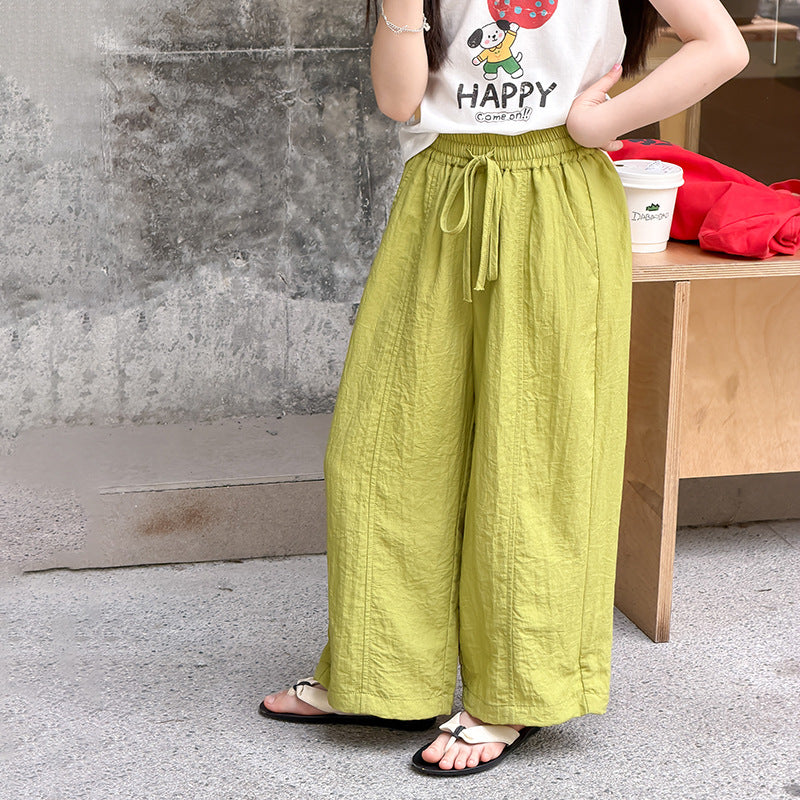 【100-170cm】肌理感水洗不易皺竹棉涼感防蚊褲