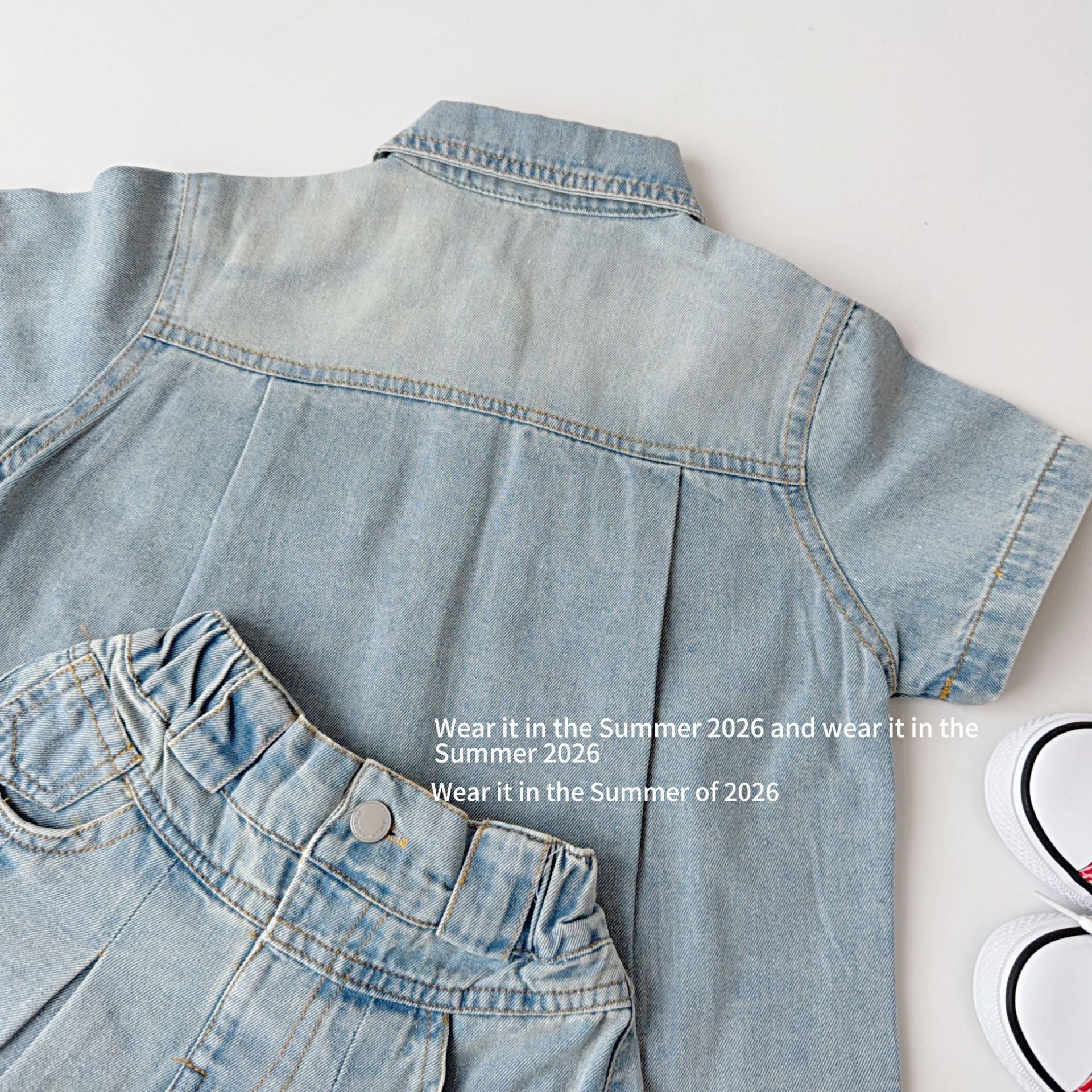 【90-150cm】牛仔短裙褲套裝