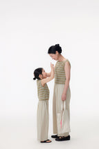 【90-150cm / M.L】【親子裝】日系一字領條紋背心