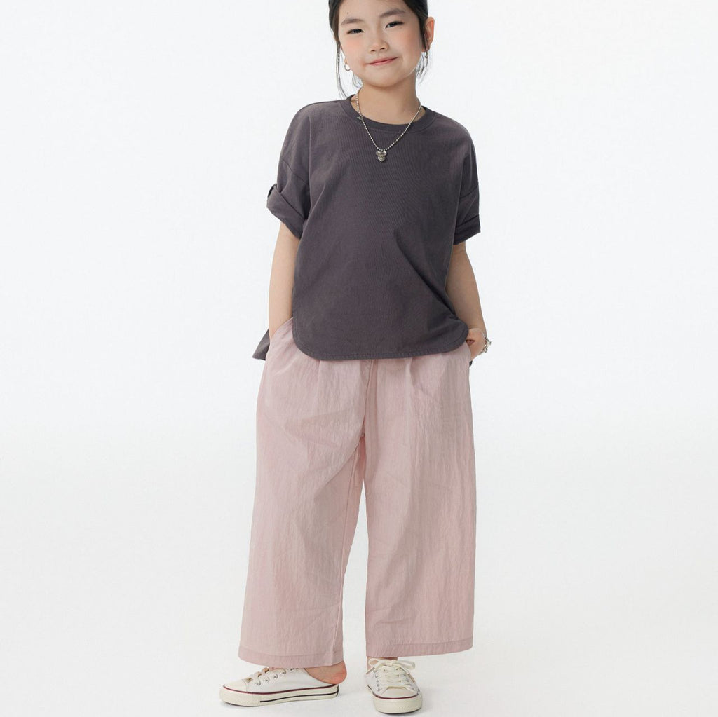 【90-150cm / M.L】【親子裝】日系純色九分蘿蔔休閒褲