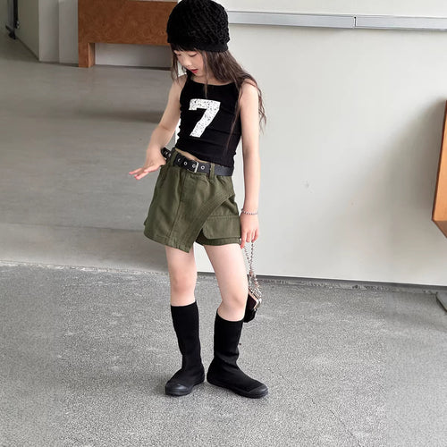 【100-150cm】數字露背短版背心
