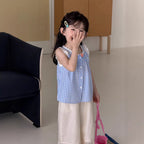 【90-140cm】格子蕾絲拼接背心