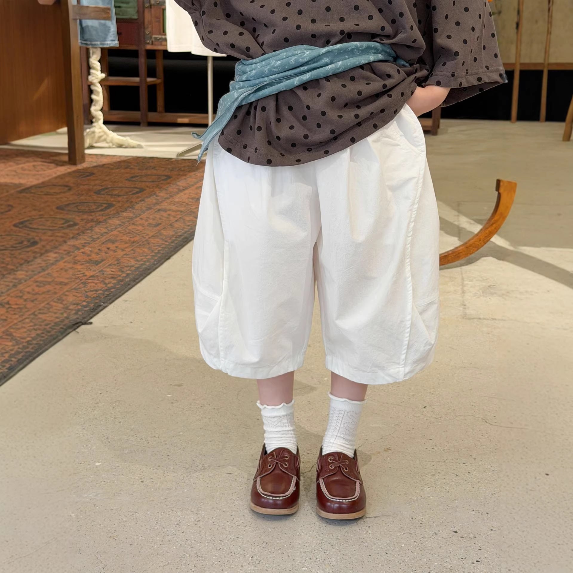 【90-150cm】寬鬆燈籠六分褲
