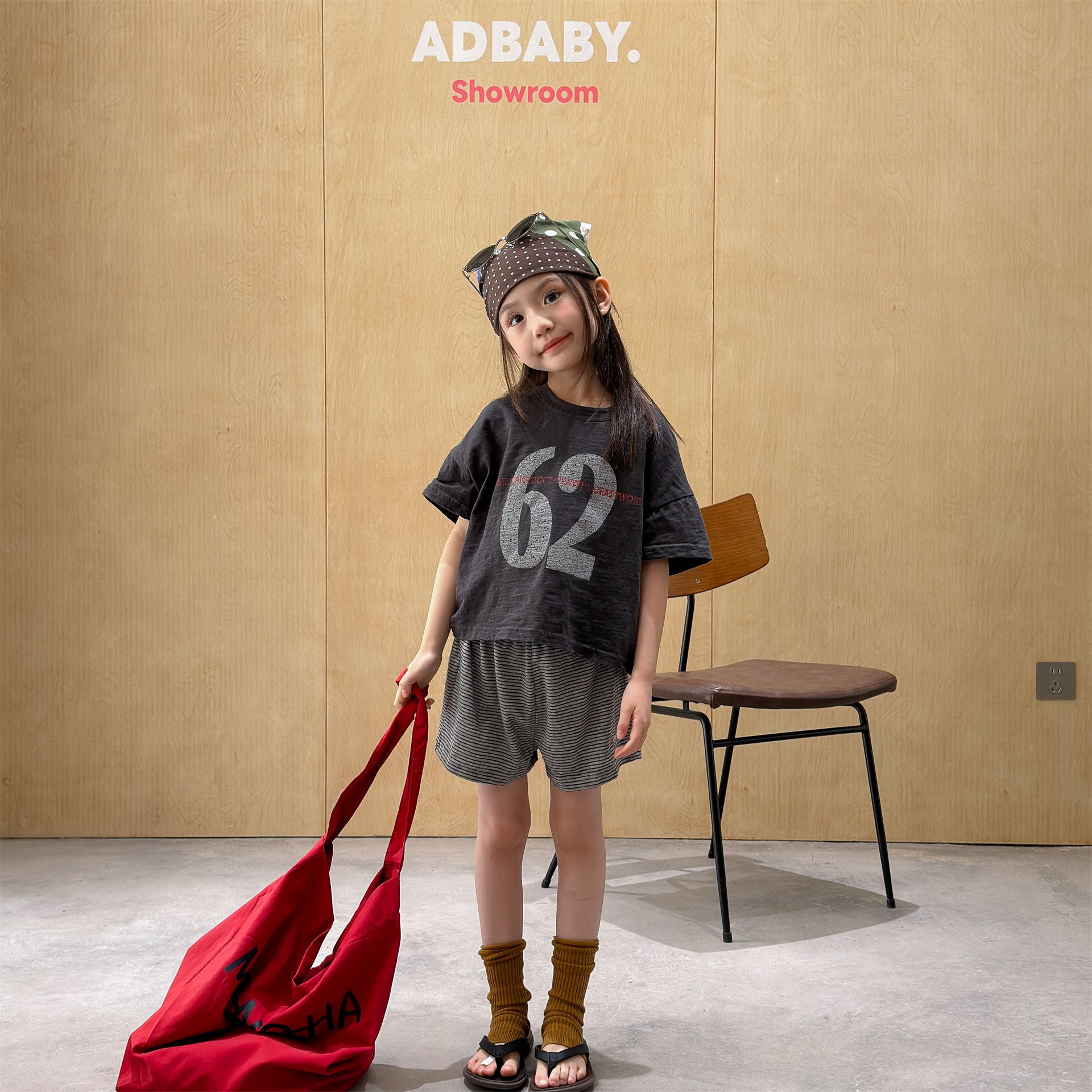 【80-130cm】韓版細條紋鬆緊腰短褲