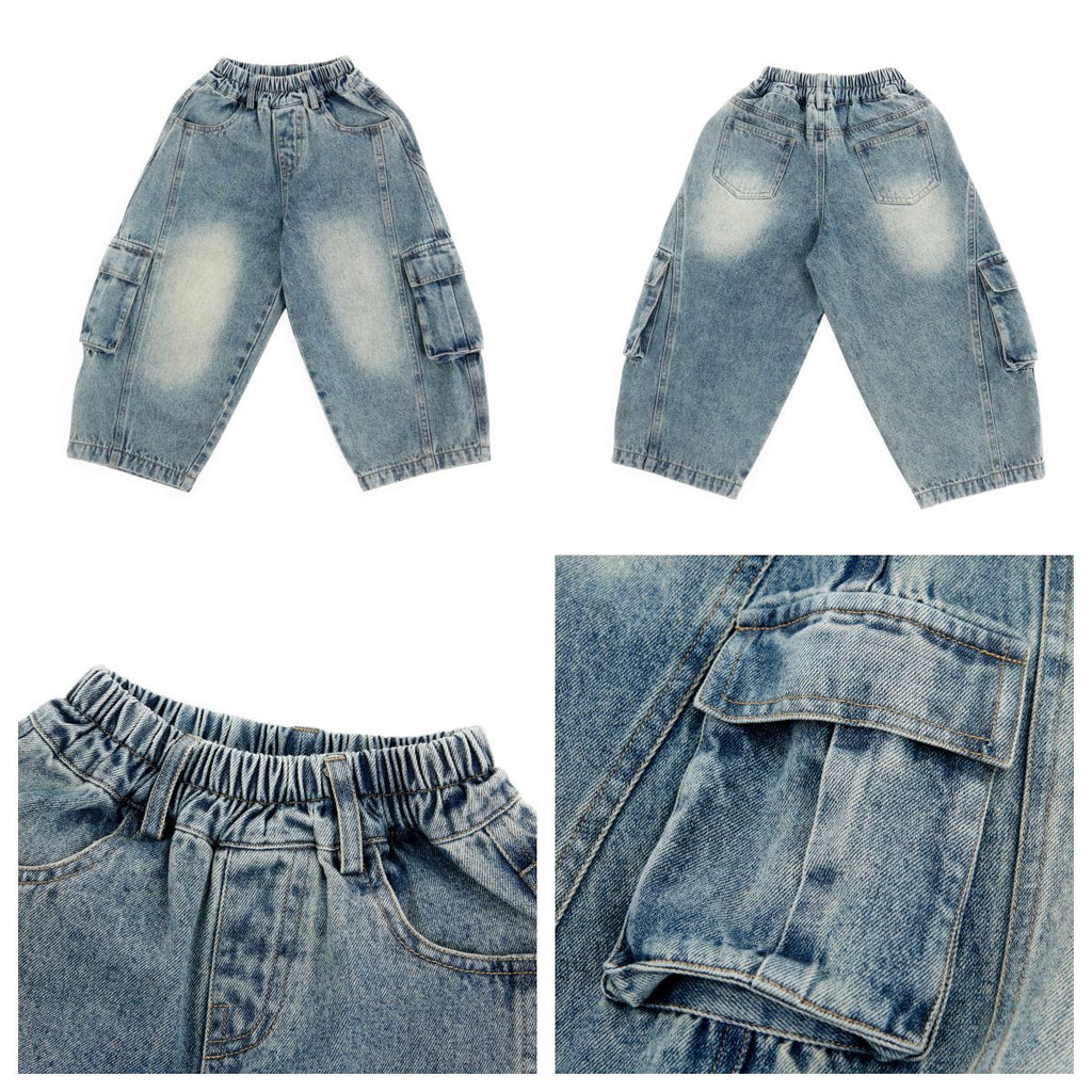 【90-150cm】工裝牛仔褲