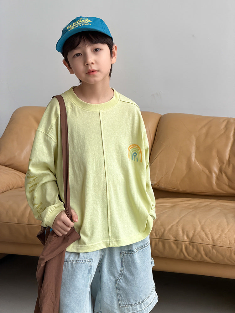 【100-170cm】(3色)輕薄雪花棉防曬衫彩虹長袖T