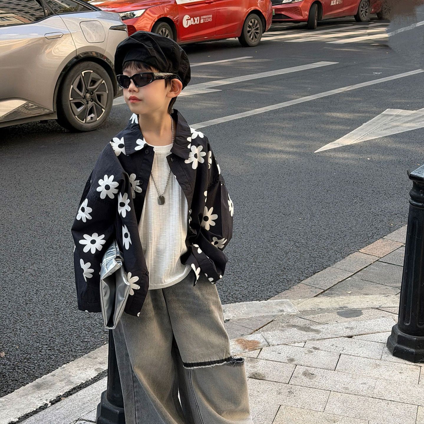 【90-160cm】美式復古GD同款花朵襯衫