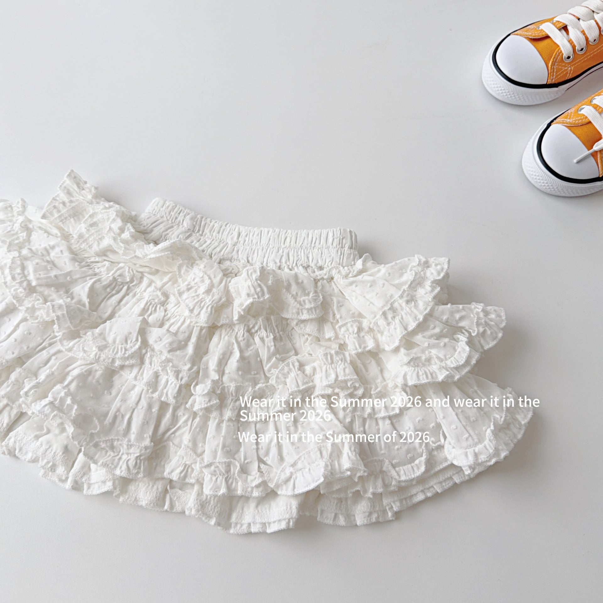 【90-150cm】多層褶皺木耳花邊褲裙