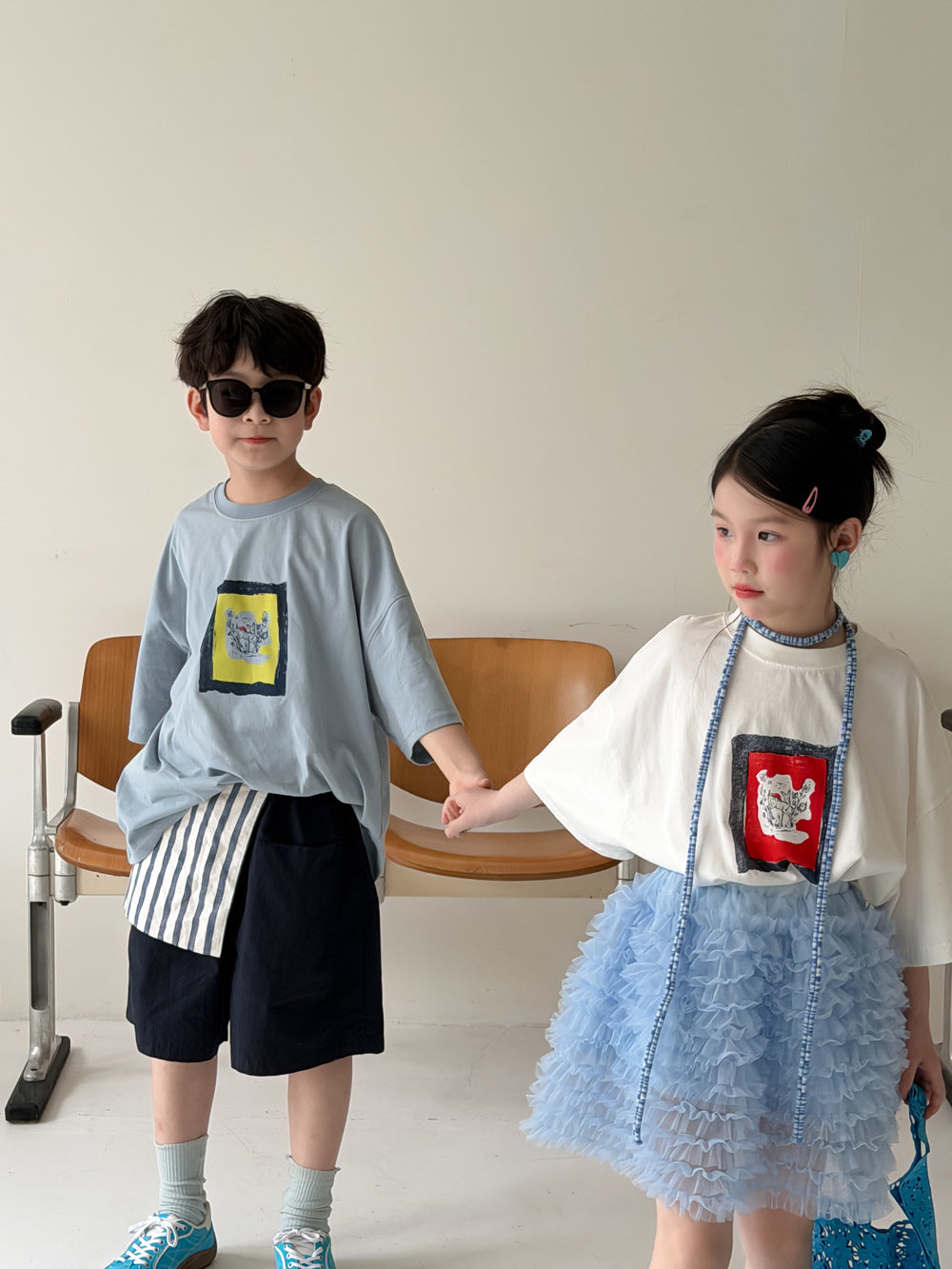 【100-160cm】韓版簡約小鹿印花短袖