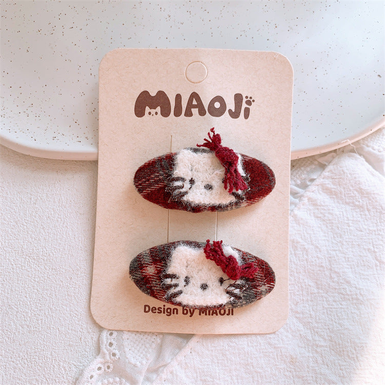 蝴蝶結格紋髮夾