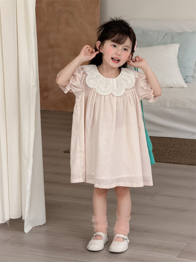 【80-130cm】甜美花邊領公主裙