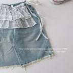 【90-150cm】韓版休閒牛仔褲(附波點屁簾)