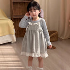 【90-140cm】花邊格子洋裝吊帶裙