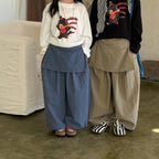 【100-160cm】純色寬鬆慵懶風直筒褲