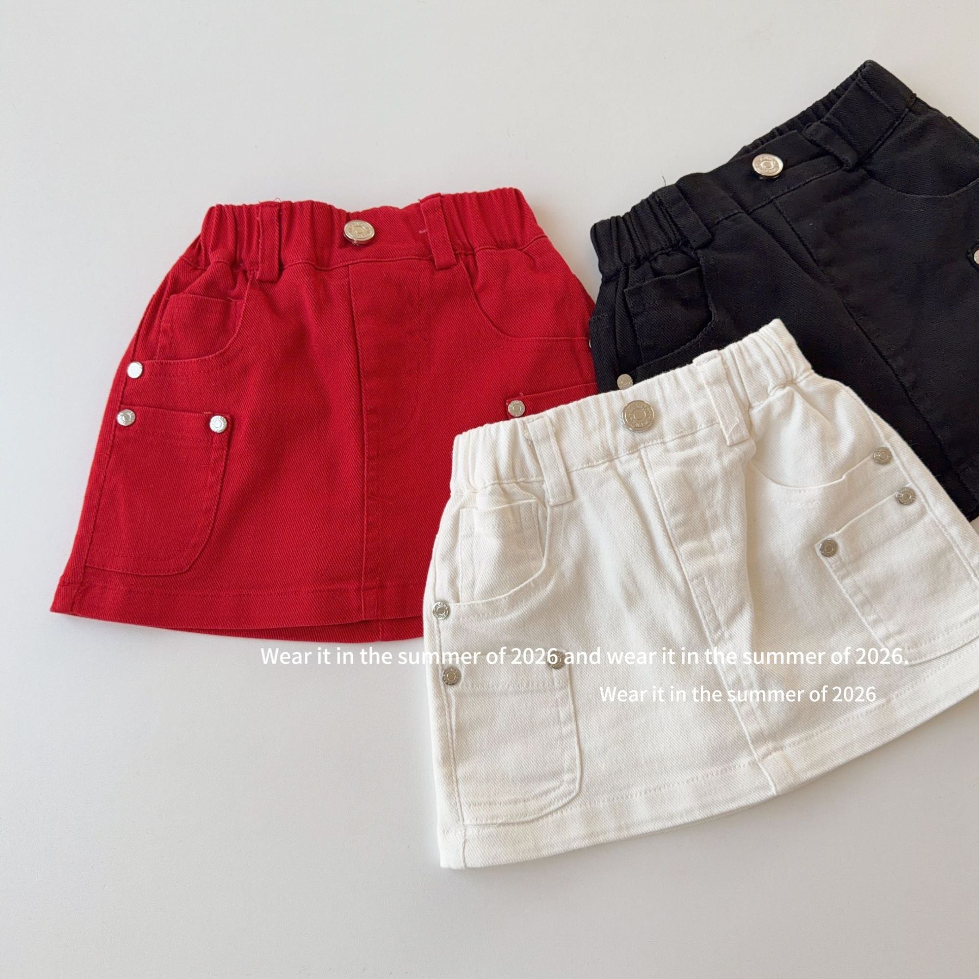 【90-150cm】鉚釘辣妹棉布短裙