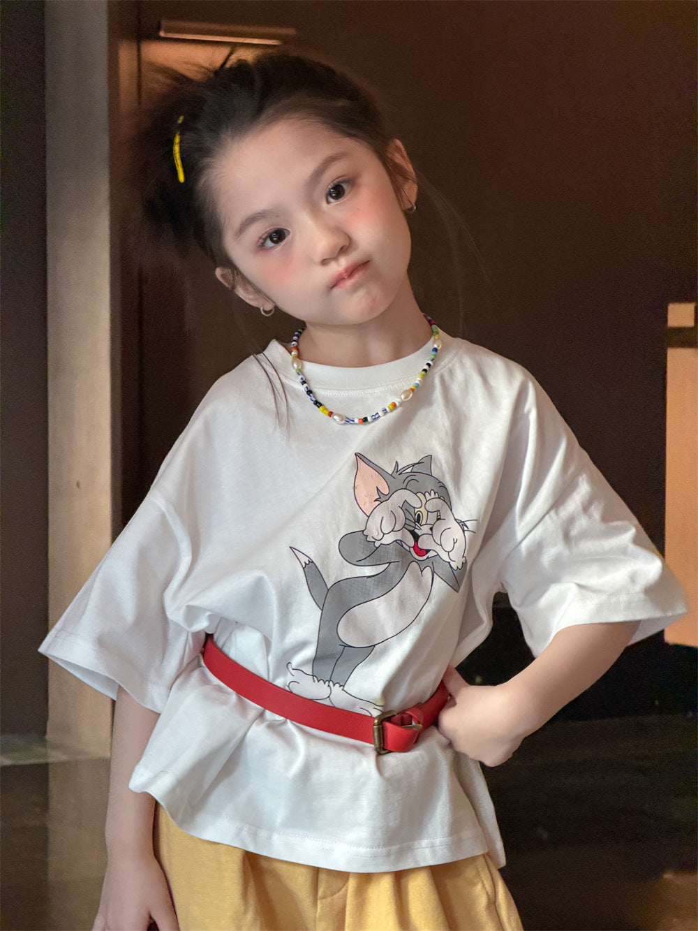 【90-150cm】韓版湯姆貓印花短袖