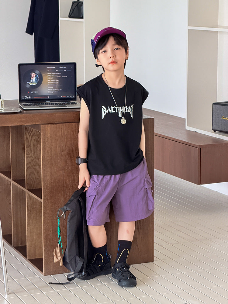 【100-170cm】寬鬆冰感字母背心