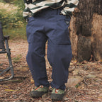 【100-160 cm】大口袋工裝褲復古直筒褲