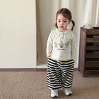 【73-110cm】星星連帽長袖 | 黃色針織開衫 | 條紋束腳褲