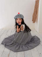 【100-160cm】花邊格子背心裙 | 打底背心