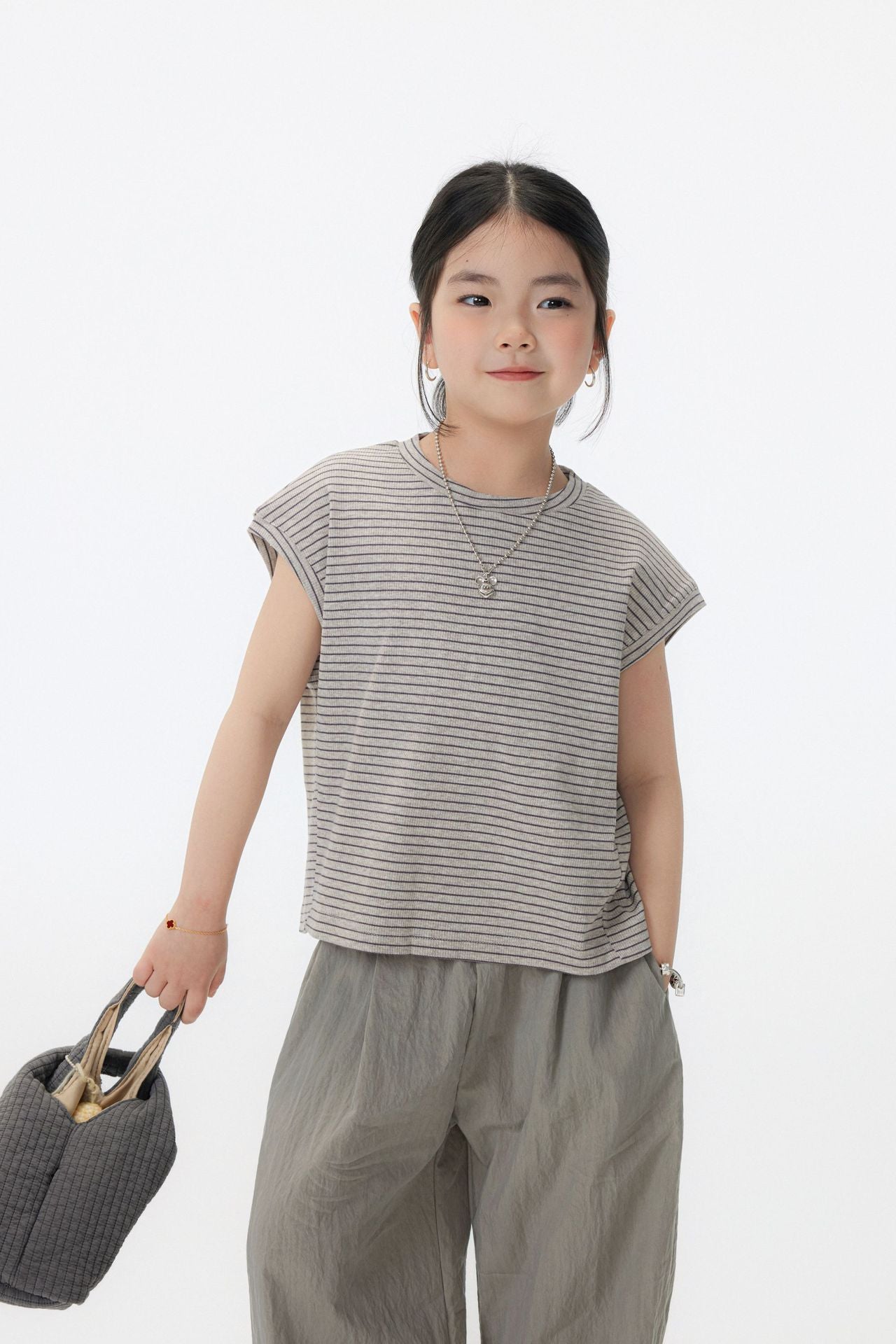 【90-150cm / F】【親子裝】日系條紋落肩短袖