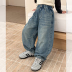 【現貨 110cm】拼接做舊牛仔褲