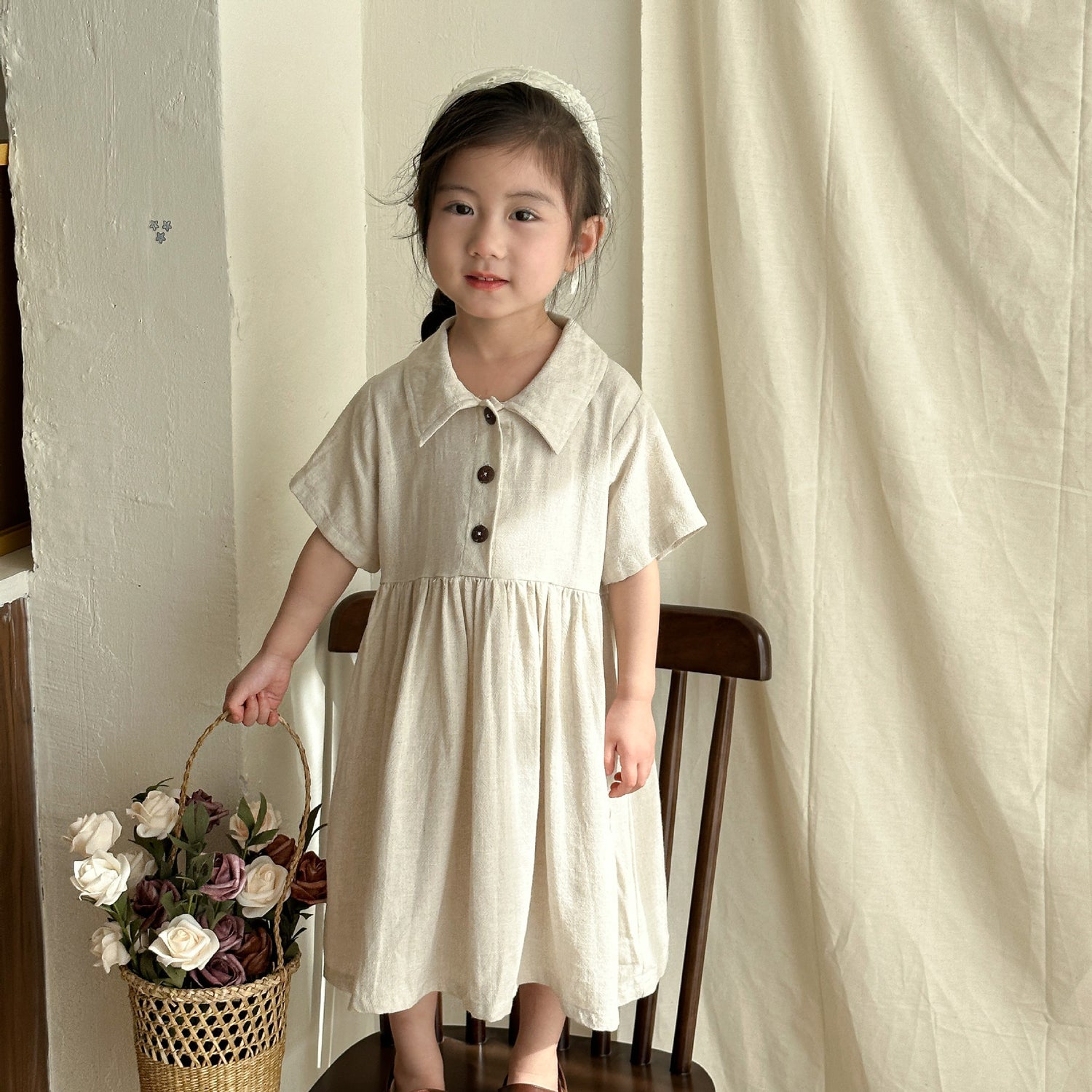 【現貨-110 cm】亞麻連身裙