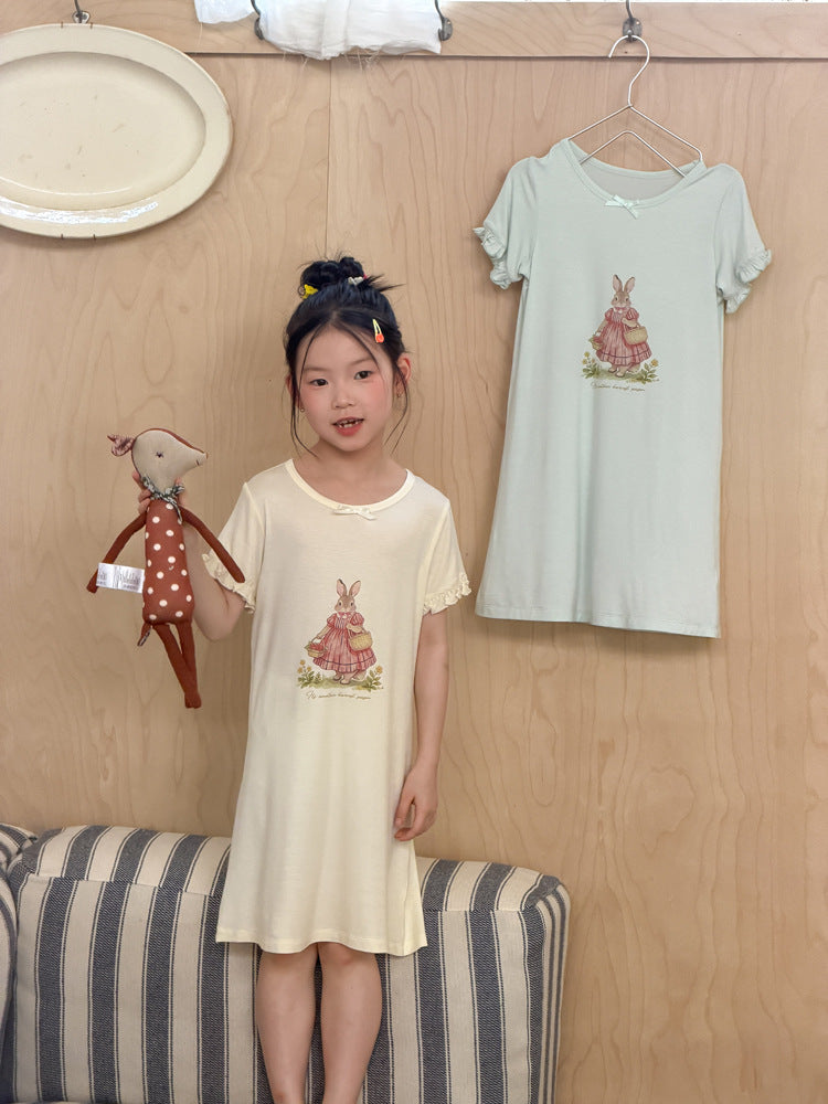 【100-170cm】莫代爾棉涼感兔兔連身家居服
