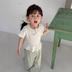 【90-140cm】(2色)韓版波點荷葉邊T