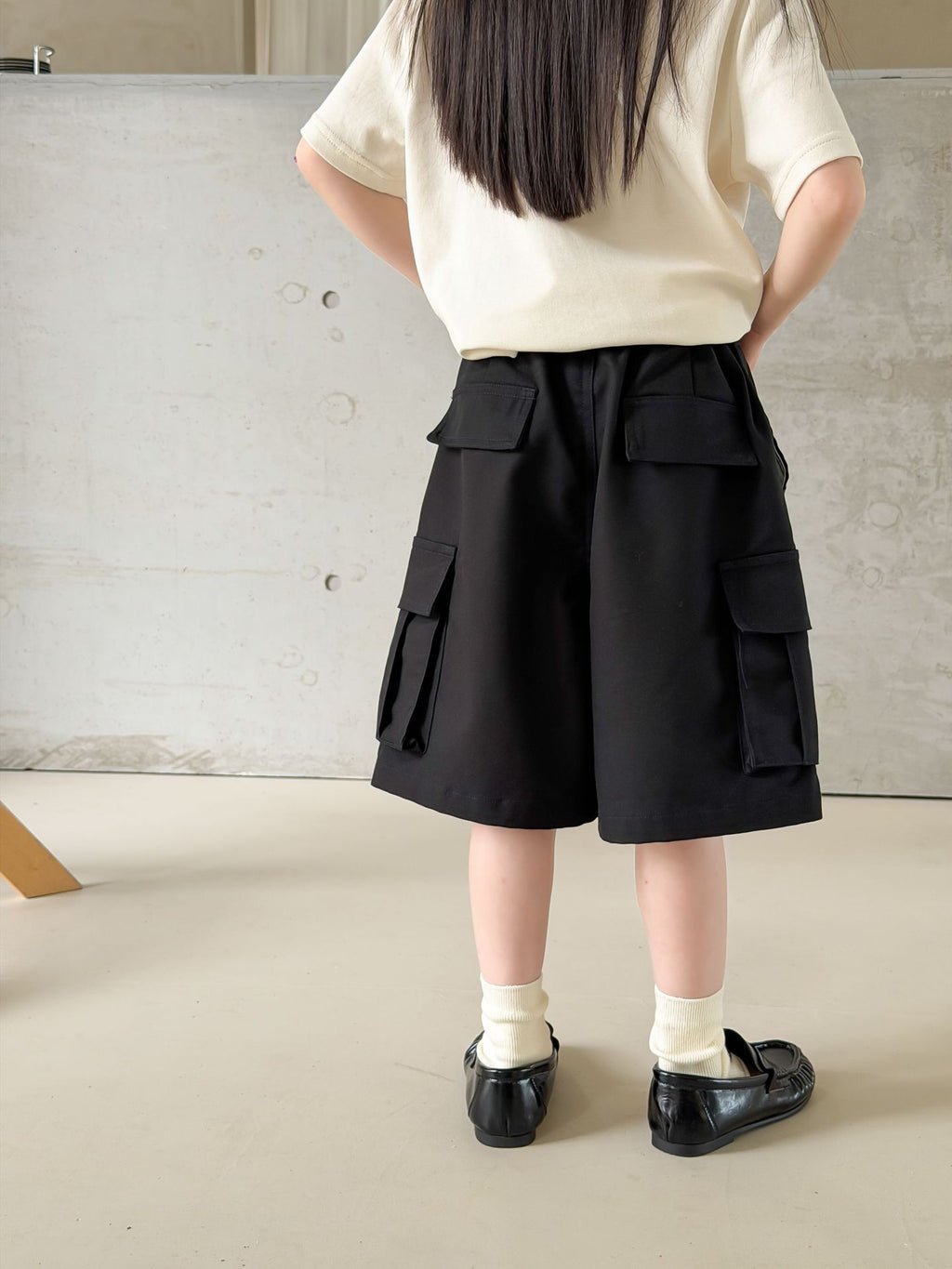 【100-170cm】休閒寬鬆工裝口袋五分褲