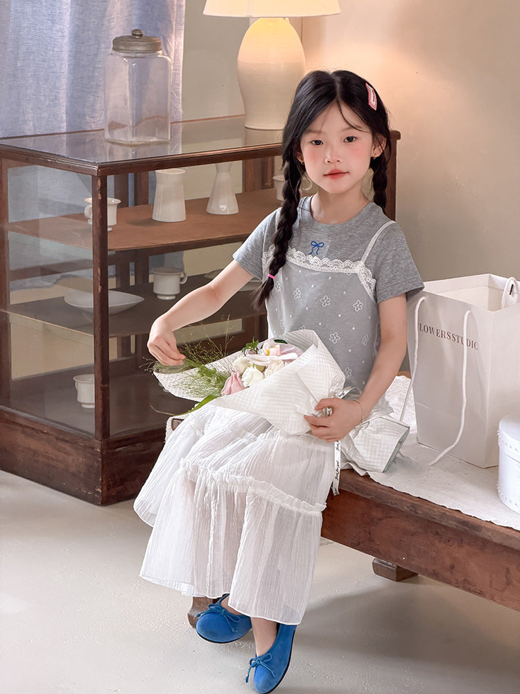 【100-170cm】精緻點睛刺繡蝴蝶結T