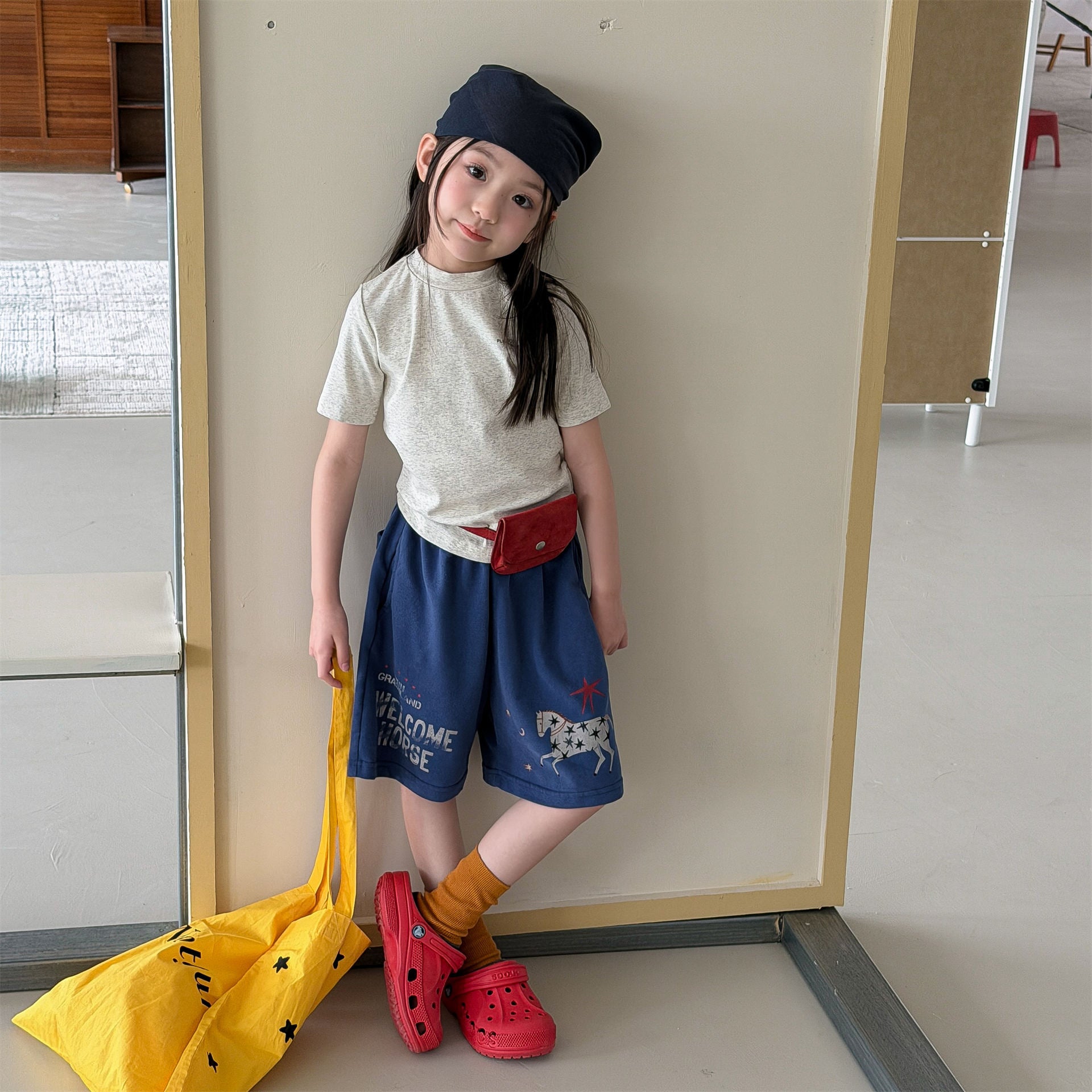 【80-130cm】韓系百搭印花休閒短褲