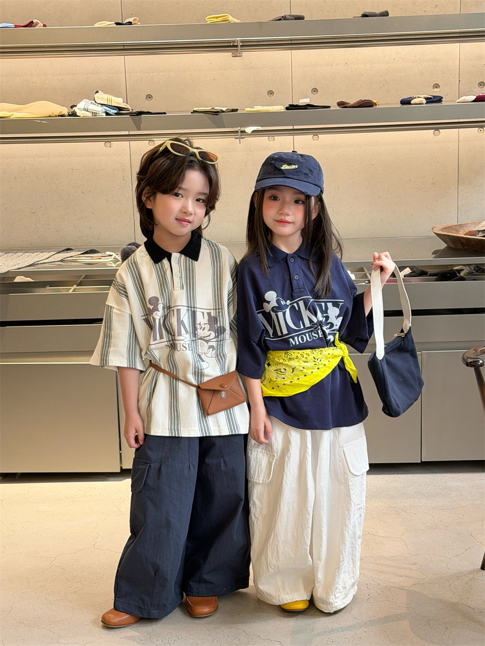 【90-150cm】韓版寬鬆抽繩闊腿休閒褲