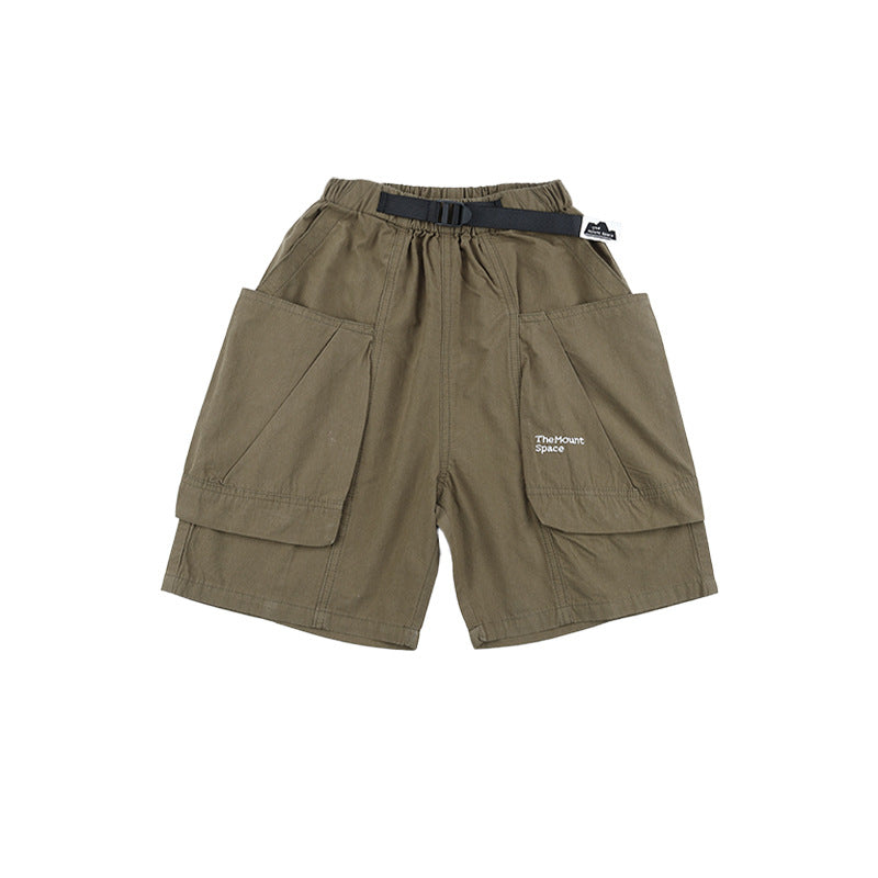 【110-170cm】戶外輕薄透氣水洗棉工裝短褲