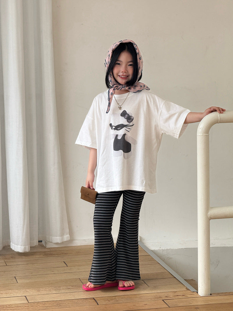 【現貨-140cm】墨鏡KT印花短袖上衣