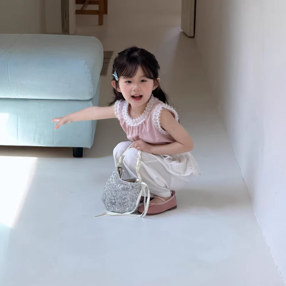 【90-140cm】韓版蕾絲花邊背心