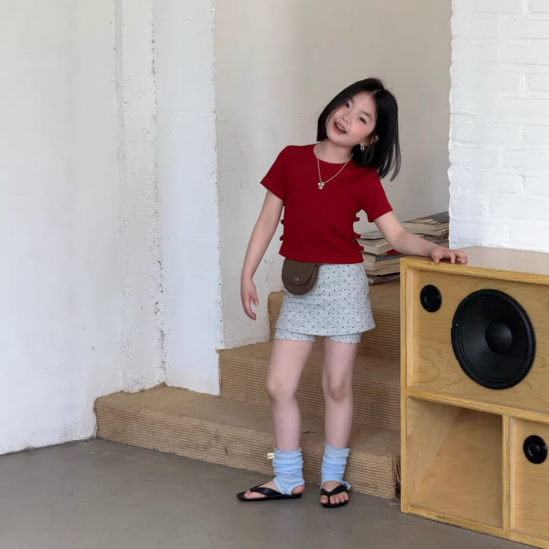 【120-160cm】韓版波點a字裙(防走光)