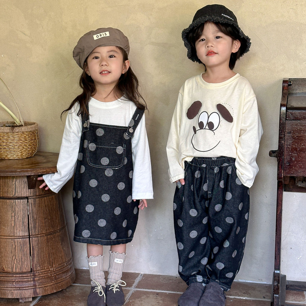 【現貨 80/120cm】波點牛仔褲 | 吊帶連衣裙