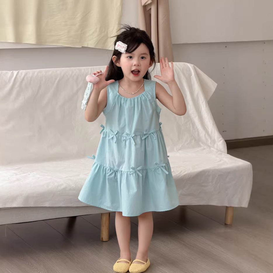 【90-140cm】韓版蝴蝶結背心裙