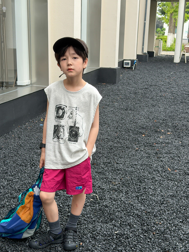 【100-170cm】夏日多巴胺涼感五分休閒褲