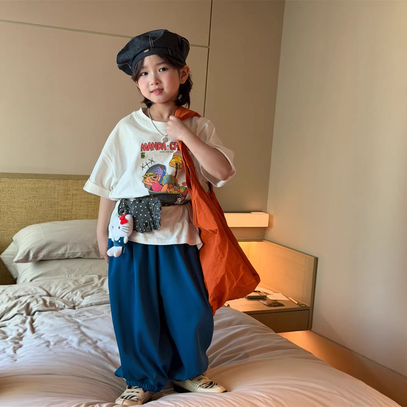 【90-150cm】卡通字母印花短袖