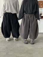 【80-140cm】淨色棉布寬鬆九分彎刀褲