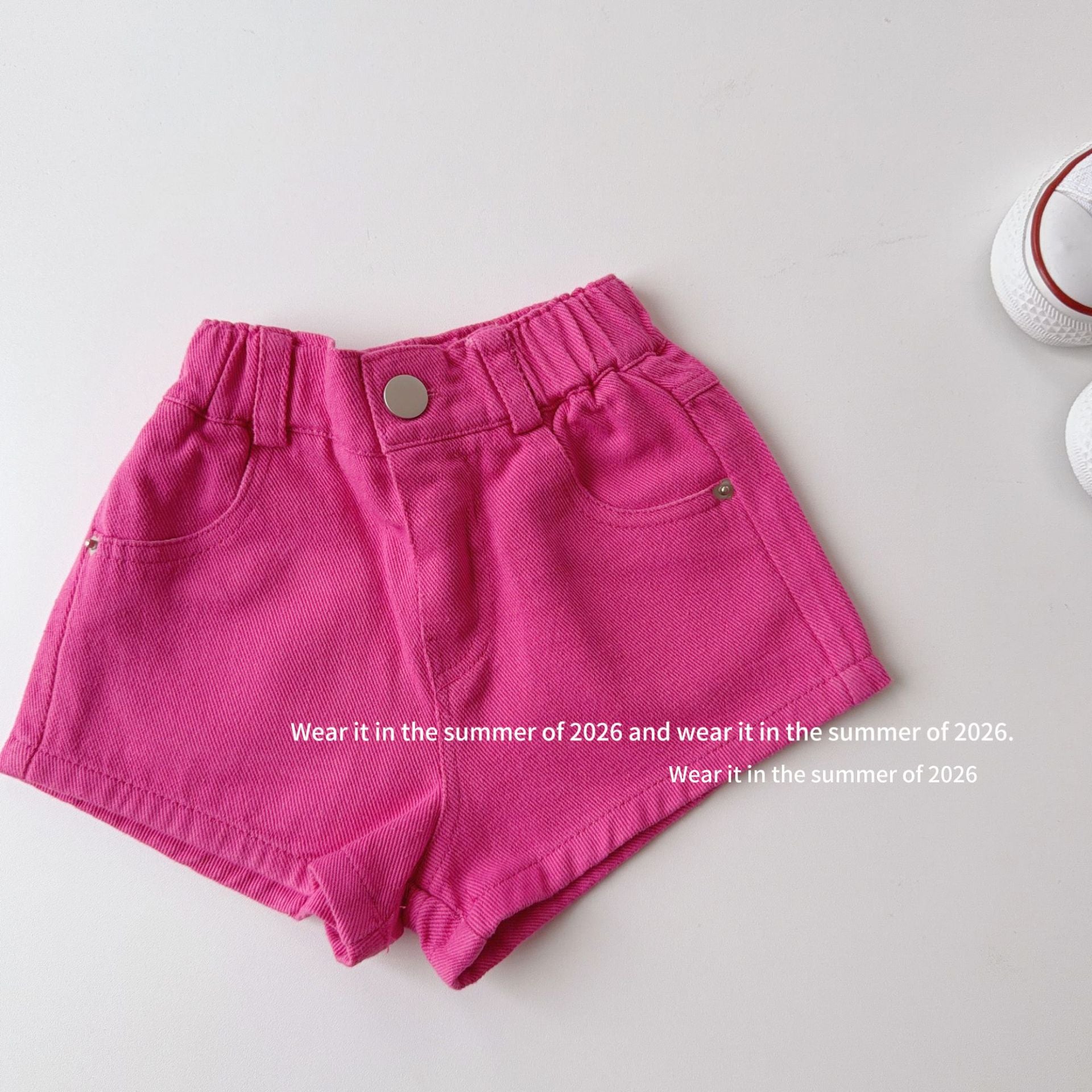 【90-150cm】韓版刺繡蝴蝶結純色短褲