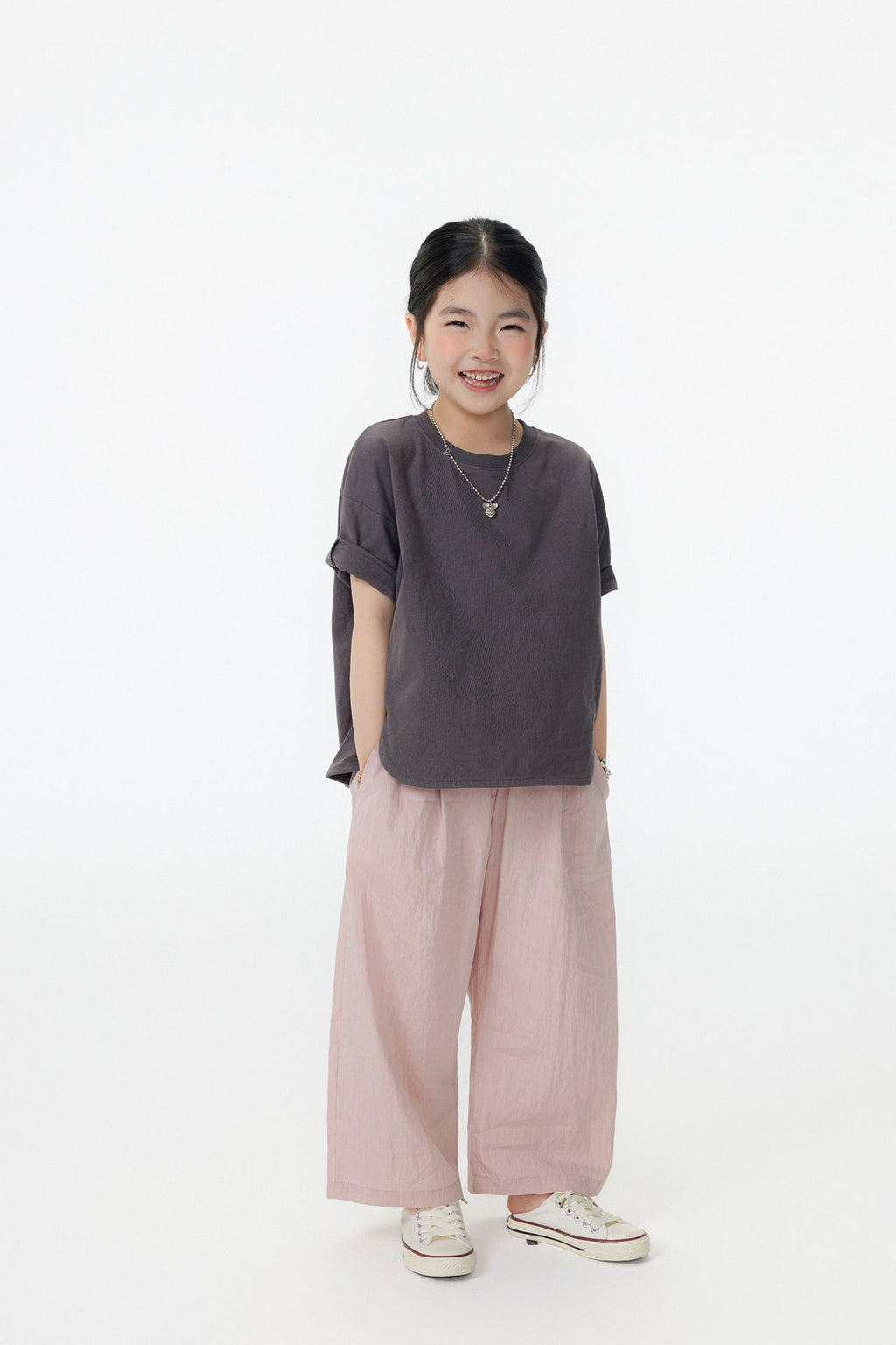 【90-150cm / M.L】【親子裝】日系前擺圓弧寬版短袖